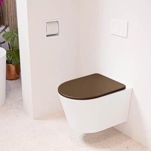 Mondiaz LAVIE wandclosetpack - 36x53cm - diepspoel - rimless - Talc (offwhite) - softclose - quick-release - toiletzitting - Rust (rood) LAVIEsetTalRus
