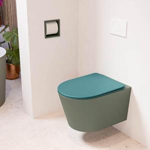 Mondiaz LAVIE wandclosetpack - 36x53cm - diepspoel - rimless - Army (groen) - softclose - quick-release - toiletzitting - Smag (blauw) LAVIEsetArmSma