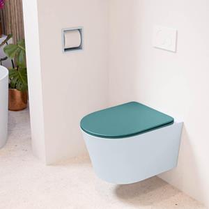 Mondiaz LAVIE wandclosetpack - 36x53cm - diepspoel - rimless - clay (blauw) - softclose - quick-release - toiletzitting - Smag (blauw) LAVIEsetClaSma
