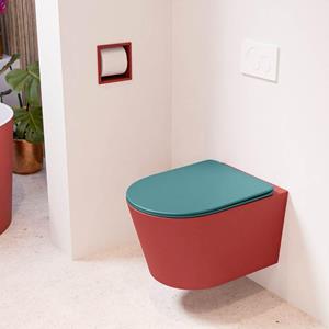 Mondiaz LAVIE wandclosetpack - 36x53cm - diepspoel - rimless - Fire (rood) - softclose - quick-release - toiletzitting - Smag (blauw) LAVIEsetFirSma