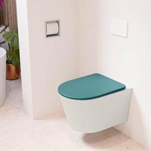 Mondiaz LAVIE wandclosetpack - 36x53cm - diepspoel - rimless - Linen (offwhite) - softclose - quick-release - toiletzitting - Smag (blauw) LAVIEsetLinSma