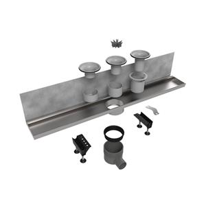 Easy Drain Multi Wall inbouwdeel RVS zonder rooster waterslot 30/35/50mm 110cm inbouw diepte 110mm met zijuitloop EDMWI1100