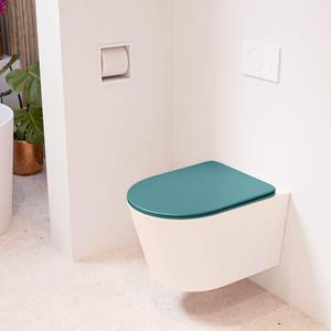 Mondiaz LAVIE wandclosetpack - 36x53cm - diepspoel - rimless - Rosee (roze) - softclose - quick-release - toiletzitting - Smag (blauw) LAVIEsetRosSma