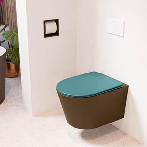 Mondiaz LAVIE wandclosetpack - 36x53cm - diepspoel - rimless - Rust (bruin) - softclose - quick-release - toiletzitting - Smag (blauw) LAVIEsetRusSma