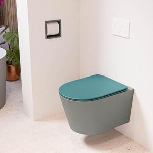 Mondiaz LAVIE wandclosetpack - 36x53cm - diepspoel - rimless - Smoke (grijs) - softclose - quick-release - toiletzitting - Smag (blauw) LAVIEsetSmoSma
