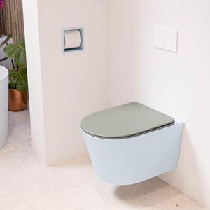 Mondiaz LAVIE wandclosetpack - 36x53cm - diepspoel - rimless - clay (blauw) - softclose - quick-release - toiletzitting - Smoke (grijs) LAVIEsetClaSmo