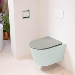Mondiaz LAVIE wandclosetpack - 36x53cm - diepspoel - rimless - Greey (grijs) - softclose - quick-release - toiletzitting - Smoke (grijs) LAVIEsetGreSmo