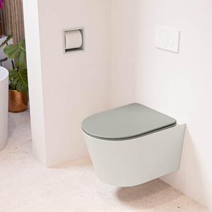 Mondiaz LAVIE wandclosetpack - 36x53cm - diepspoel - rimless - Linen (offwhite) - softclose - quick-release - toiletzitting - Smoke (grijs) LAVIEsetLinSmo