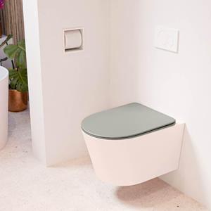 Mondiaz LAVIE wandclosetpack - 36x53cm - diepspoel - rimless - Rosee (roze) - softclose - quick-release - toiletzitting - Smoke (grijs) LAVIEsetRosSmo