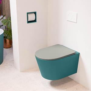 Mondiaz LAVIE wandclosetpack - 36x53cm - diepspoel - rimless - Smag (blauw) - softclose - quick-release - toiletzitting - Smoke (grijs) LAVIEsetSmaSmo