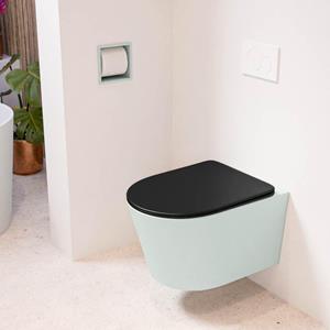 Mondiaz LAVIE wandclosetpack - 36x53cm - diepspoel - rimless - Greey (grijs) - softclose - quick-release - toiletzitting - Urban (zwart) LAVIEsetGreUrb