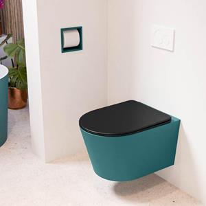 Mondiaz LAVIE wandclosetpack - 36x53cm - diepspoel - rimless - Smag (blauw) - softclose - quick-release - toiletzitting - Urban (zwart) LAVIEsetSmaUrb