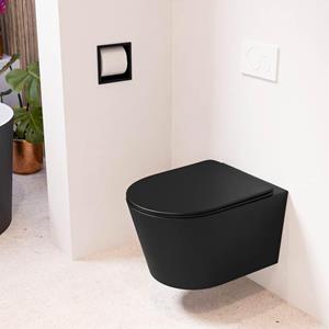 Mondiaz LAVIE wandclosetpack - 36x53cm - diepspoel - rimless - Urban (zwart) - softclose - quick-release - toiletzitting - Urban (zwart) LAVIEsetUrbUrb