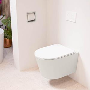 Mondiaz LAVIE wandclosetpack - 36x53cm - diepspoel - rimless - Linen (offwhite) - softclose - quick-release - toiletzitting - Talc (offwhite) LAVIEsetLinTal