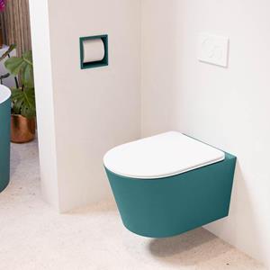 Mondiaz LAVIE wandclosetpack - 36x53cm - diepspoel - rimless - Smag (blauw) - softclose - quick-release - toiletzitting - Talc (offwhite) LAVIEsetSmaTal