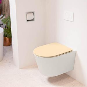 Mondiaz LAVIE wandclosetpack - 36x53cm - diepspoel - rimless - Linen (offwhite) - softclose - quick-release - toiletzitting - Sand (beige) LAVIEsetLinSan