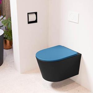 Mondiaz LAVIE wandclosetpack - 36x53cm - diepspoel - rimless - Urban (zwart) - softclose - quick-release - toiletzitting - Jeans (blauw) LAVIEsetUrbJea