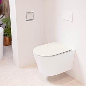 Mondiaz LAVIE wandclosetpack - 36x53cm - diepspoel - rimless - Talc (offwhite) - softclose - quick-release - toiletzitting - Linen (offwhite) LAVIEsetTalLin