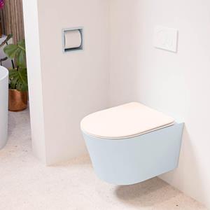 Mondiaz LAVIE wandclosetpack - 36x53cm - diepspoel - rimless - clay (blauw) - softclose - quick-release - toiletzitting - Rosee (roze) LAVIEsetClaRos