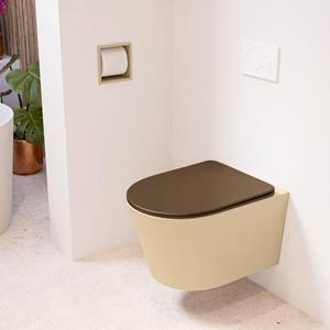 Mondiaz LAVIE wandclosetpack - 36x53cm - diepspoel - rimless - Sand (beige) - softclose - quick-release - toiletzitting - Rust (rood) LAVIEsetSanRus