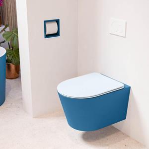 Mondiaz LAVIE wandclosetpack - 36x53cm - diepspoel - rimless - Jeans (blauw) - softclose - quick-release - toiletzitting - clay (blauw) LAVIEsetJeaCla