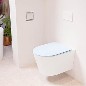 Mondiaz LAVIE wandclosetpack - 36x53cm - diepspoel - rimless - Talc (offwhite) - softclose - quick-release - toiletzitting - clay (blauw) LAVIEsetTalCla