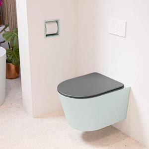 Mondiaz LAVIE wandclosetpack - 36x53cm - diepspoel - rimless - Greey (grijs) - softclose - quick-release - toiletzitting - Dark grey (grijs) LAVIEsetGreDgr