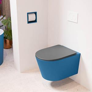 Mondiaz LAVIE wandclosetpack - 36x53cm - diepspoel - rimless - Jeans (blauw) - softclose - quick-release - toiletzitting - Dark grey (grijs) LAVIEsetJeaDgr