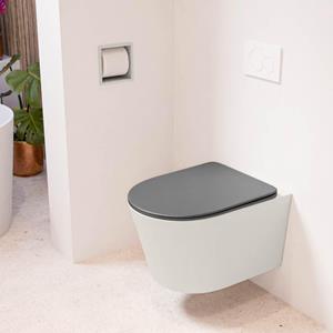 Mondiaz LAVIE wandclosetpack - 36x53cm - diepspoel - rimless - Linen (offwhite) - softclose - quick-release - toiletzitting - Dark grey (grijs) LAVIEsetLinDgr