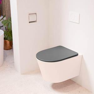 Mondiaz LAVIE wandclosetpack - 36x53cm - diepspoel - rimless - Rosee (roze) - softclose - quick-release - toiletzitting - Dark grey (grijs) LAVIEsetRosDgr