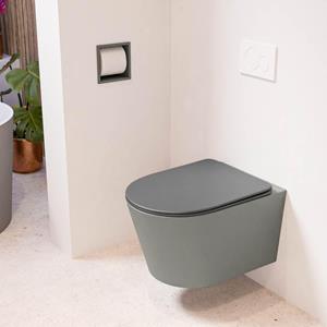 Mondiaz LAVIE wandclosetpack - 36x53cm - diepspoel - rimless - Smoke (grijs) - softclose - quick-release - toiletzitting - Dark grey (grijs) LAVIEsetSmoDgr