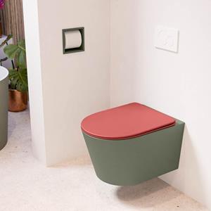 Mondiaz LAVIE wandclosetpack - 36x53cm - diepspoel - rimless - Army (groen) - softclose - quick-release - toiletzitting - Fire (rood) LAVIEsetArmFir