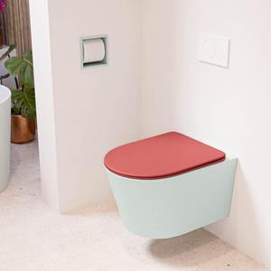 Mondiaz LAVIE wandclosetpack - 36x53cm - diepspoel - rimless - Greey (grijs) - softclose - quick-release - toiletzitting - Fire (rood) LAVIEsetGreFir