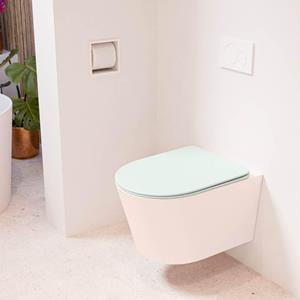 Mondiaz LAVIE wandclosetpack - 36x53cm - diepspoel - rimless - Rosee (roze) - softclose - quick-release - toiletzitting - Greey (grijs) LAVIEsetRosGre