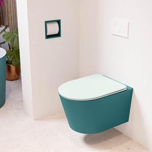 Mondiaz LAVIE wandclosetpack - 36x53cm - diepspoel - rimless - Smag (blauw) - softclose - quick-release - toiletzitting - Greey (grijs) LAVIEsetSmaGre
