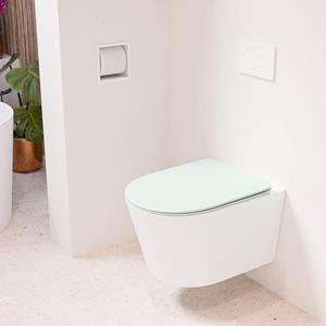 Mondiaz LAVIE wandclosetpack - 36x53cm - diepspoel - rimless - Talc (offwhite) - softclose - quick-release - toiletzitting - Greey (grijs) LAVIEsetTalGre