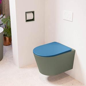 Mondiaz LAVIE wandclosetpack - 36x53cm - diepspoel - rimless - Army (groen) - softclose - quick-release - toiletzitting - Jeans (blauw) LAVIEsetArmJea