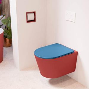 Mondiaz LAVIE wandclosetpack - 36x53cm - diepspoel - rimless - Fire (rood) - softclose - quick-release - toiletzitting - Jeans (blauw) LAVIEsetFirJea