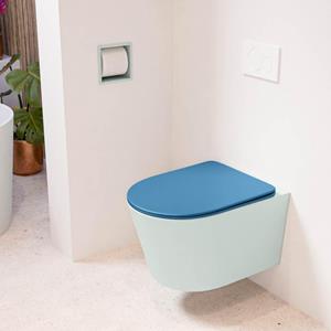 Mondiaz LAVIE wandclosetpack - 36x53cm - diepspoel - rimless - Greey (grijs) - softclose - quick-release - toiletzitting - Jeans (blauw) LAVIEsetGreJea