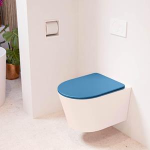 Mondiaz LAVIE wandclosetpack - 36x53cm - diepspoel - rimless - Rosee (roze) - softclose - quick-release - toiletzitting - Jeans (blauw) LAVIEsetRosJea