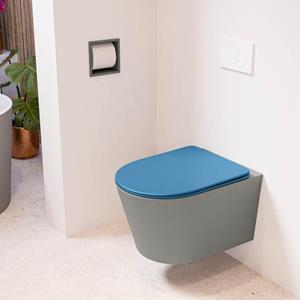 Mondiaz LAVIE wandclosetpack - 36x53cm - diepspoel - rimless - Smoke (grijs) - softclose - quick-release - toiletzitting - Jeans (blauw) LAVIEsetSmoJea