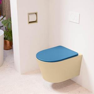 Mondiaz LAVIE wandclosetpack - 36x53cm - diepspoel - rimless - Sand (beige) - softclose - quick-release - toiletzitting - Jeans (blauw) LAVIEsetSanJea