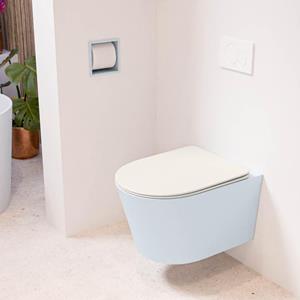 Mondiaz LAVIE wandclosetpack - 36x53cm - diepspoel - rimless - clay (blauw) - softclose - quick-release - toiletzitting - Linen (offwhite) LAVIEsetClaLin