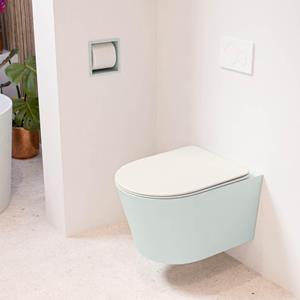 Mondiaz LAVIE wandclosetpack - 36x53cm - diepspoel - rimless - Greey (grijs) - softclose - quick-release - toiletzitting - Linen (offwhite) LAVIEsetGreLin
