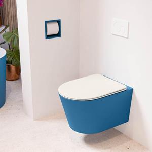 Mondiaz LAVIE wandclosetpack - 36x53cm - diepspoel - rimless - Jeans (blauw) - softclose - quick-release - toiletzitting - Linen (offwhite) LAVIEsetJeaLin