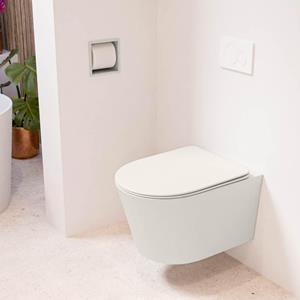 Mondiaz LAVIE wandclosetpack - 36x53cm - diepspoel - rimless - Linen (offwhite) - softclose - quick-release - toiletzitting - Linen (offwhite) LAVIEsetLinLin