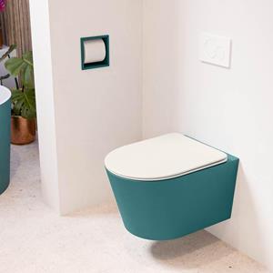 Mondiaz LAVIE wandclosetpack - 36x53cm - diepspoel - rimless - Smag (blauw) - softclose - quick-release - toiletzitting - Linen (offwhite) LAVIEsetSmaLin