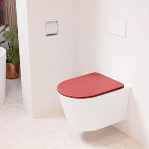 Mondiaz LAVIE wandclosetpack - 36x53cm - diepspoel - rimless - Talc (offwhite) - softclose - quick-release - toiletzitting - Fire (rood) LAVIEsetTalFir