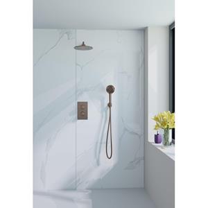 Fortifura Calvi Inbouw Regendoucheset - thermostatisch - wandarm - 25cm hoofddouche - ronde handdouche - gladde doucheslang - Geborsteld koper PVD (Koper) SW970038/SW970041/SW970043/SW970045/SW970047/