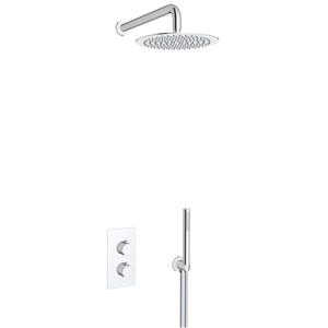 Fortifura Calvi Inbouw Regendoucheset - thermostatisch - wandarm - 25cm hoofddouche - staaf handdouche - metalen doucheslang - chroom SW496810/SW542643/SW767373/SW720552/SW720559/SW721